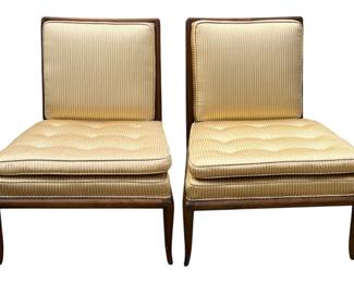 A good pair of Danish lounge chairs with silk stripped upholstery