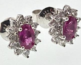 14kt diamond, ruby studs