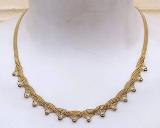 005 18K Italian Gold Woven Ball Chain Necklace