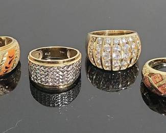 Four 14k Textured Gold Rings