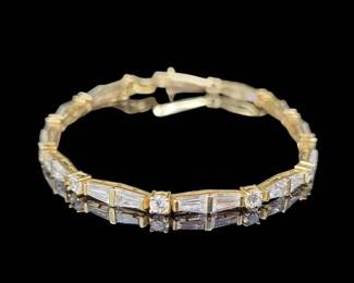 Baguette  Round 14K Tennis Bracelet
