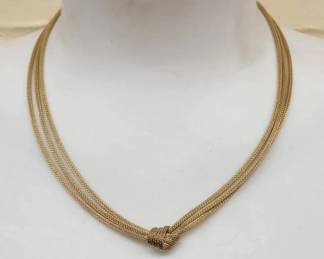 Knotted Mesh Necklace In 18K