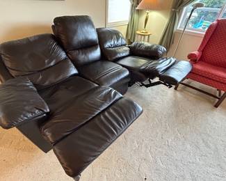 Black leather double power recliner, $600