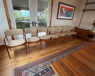 Set of 7 Erik Buch MCM teak chairs, $2450