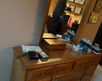 long dresser with mirror - solid wood (part of set)