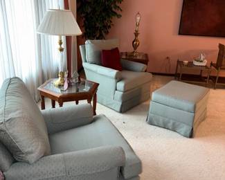 upholstered side chairs and ottoman (pet free, smoke free home)