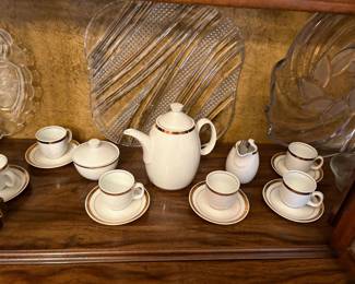 white and gold rimmed china tea set from Germany