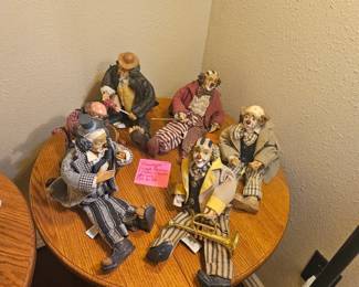 Cooler porcelain and fabric clowns!