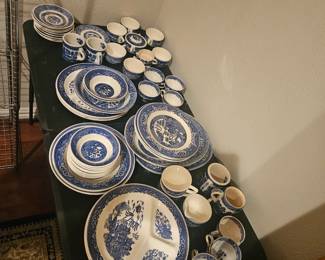 Willow ware! Many pieces in great condition, many in fair to rough.