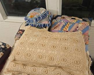 Large selection of handmade crochet items. Bed spreads, pillow cases, doilies.