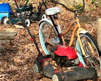 bikes, old mowers