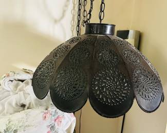 Punched tin hanging lamp