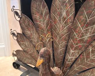 Art Deco Style Peacock Fireplace Shield