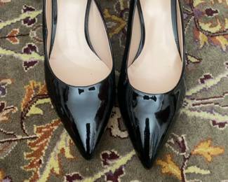 8 by YOOX Black Patent Leather Slingback Pumps