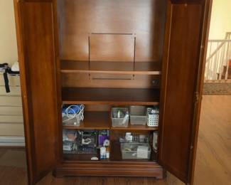 Classic Wood Armoire with Inlay Detail