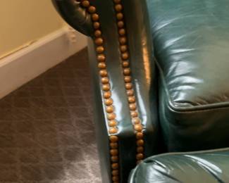 Green Chesterfield Chair and Ottoman