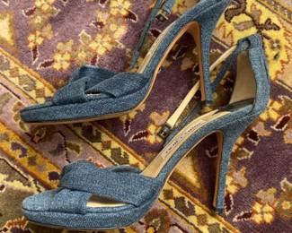 *Jimmy Choo Denim Knot Sandals with Ankle Straps size 39