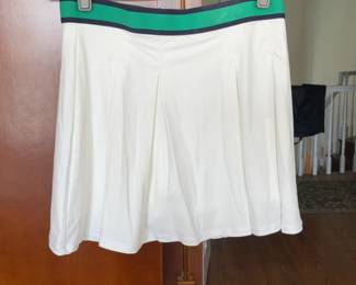 *the upside down (not stranger things) White Pleated Athletic Skirt with Green and Navy Waistband