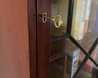 Vintage Mahogany Secretary Desk with Glass Display Hutch - 6’3” H