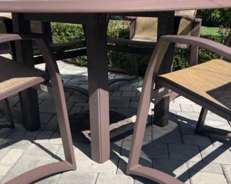 Orange & Red Patio Umbrella with Table