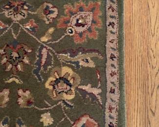Tufted Olive Green Floral Runner Rug