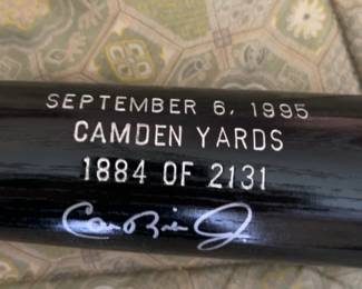 Cal Ripkin Autographed Game Used Baseball Bat