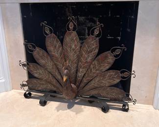 Art Deco Style Peacock Fireplace Shield