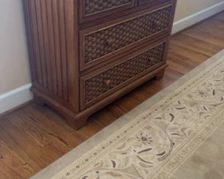 Wicker Inlay Wooden Dresser with Glass Top