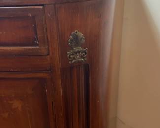 Inlaid Mahogany Demi-Lune Accent Cabinet - 2 available