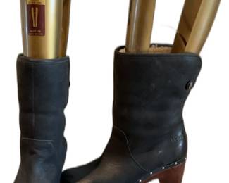 UGG Australia Black Leather Studded Clog Boots 8