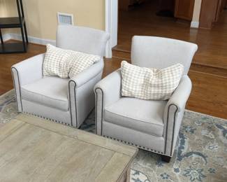 Modern Upholstered Armchair with Nailhead Trim - 2 available