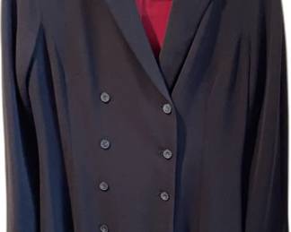 Vintage Ann Taylor size 4 Double-Breasted Longline Blazer Coat with Red Lining