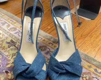 *Jimmy Choo Denim Knot Sandals with Ankle Straps size 39