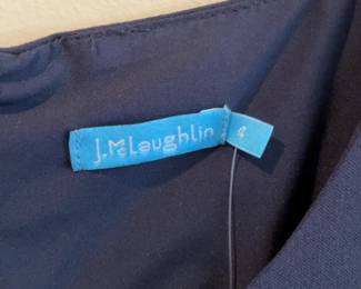 J. McLaughlin Navy Sleeveless Tiered Scalloped Hem Shift Dress