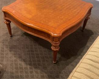 Traditional Square Inlay Coffee Table with Drawer