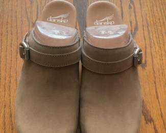 Dansko Suede Mule Clogs with Buckle Detail
