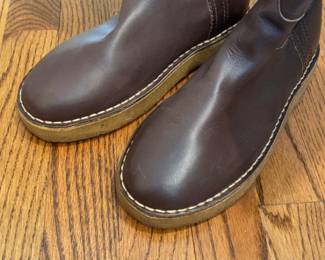 Classic Brown Leather Knee-High Boots with Contrast Stitching