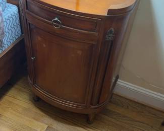 Inlaid Mahogany Demi-Lune Accent Cabinet - 2 available