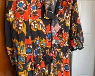 100% cotton Warm Floral Print Tiered Ruffle Midi Dress