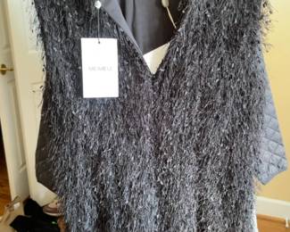 MEIMEIJ Black Shaggy Textured Longline Vest