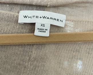 *White + Warren Beige Open Front Cardigan
