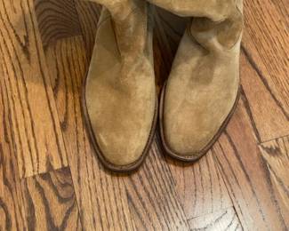 Slouchy Tan Suede Mid-Calf Boots