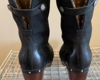 UGG Australia Black Leather Studded Clog Boots 8