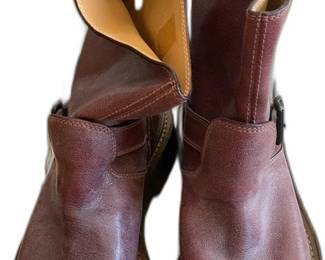 Rugged Burgundy Leather Engineer Boots