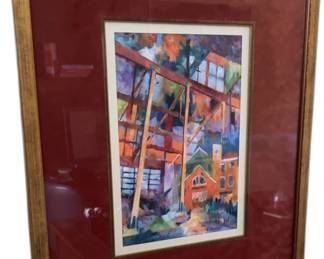 G. Gaiano Framed Abstract Industrial Architecture Watercolor Print