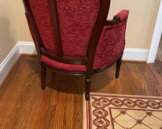 Pearson Vintage French Provincial Style Red Damask Armchair