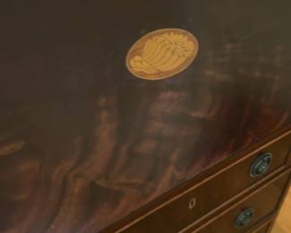 Vintage Mahogany Secretary Desk with Glass Display Hutch - 6’3” H