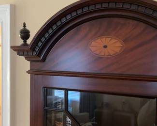 Vintage Mahogany Secretary Desk with Glass Display Hutch - 6’3” H