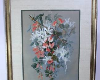 Signed Ellis Rowan Botanical Artwork New Zealand Flowers Framed - Beautiful!