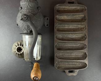 Vintage Kitchen Tools - Cast Iron Coffee Mill And Mold